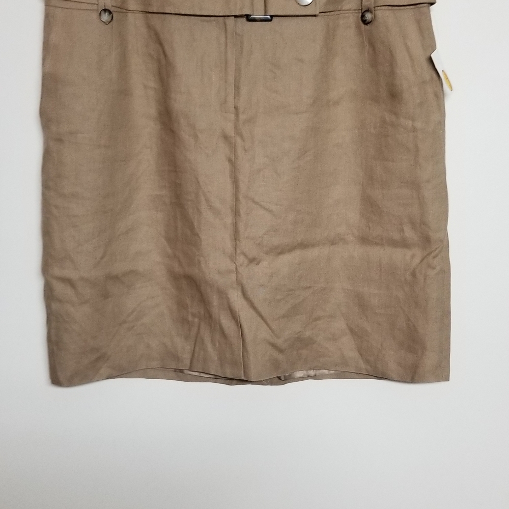 Talbots Linen-Blend Midi Skirt in Khaki Tan